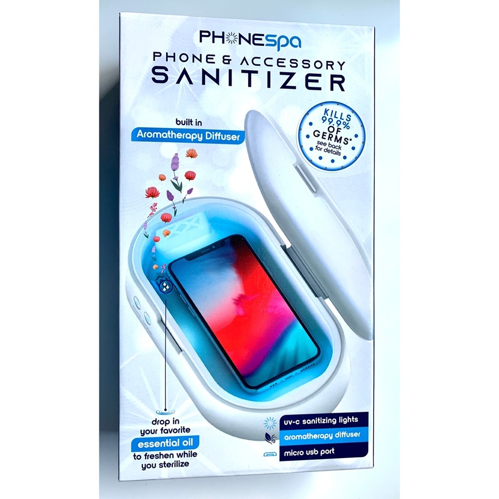 NEW PhoneSpa Phone & Accessory UV-C Sanitizer w/ Aromatherapy Diffuser